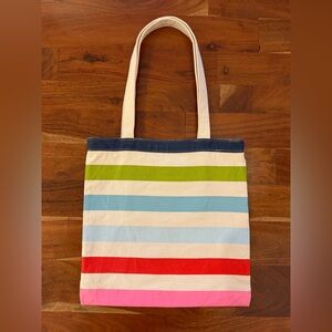 Kate Spade Striped Canvas Tote Bag – Multi-Color Beach/Market Bag